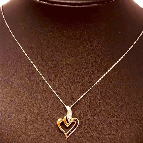 10K Solid Gold and Synthetic Sapphire Necklace - Picture 1 of 5